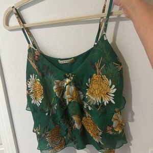 Alice and Olivia green floral cropped tank